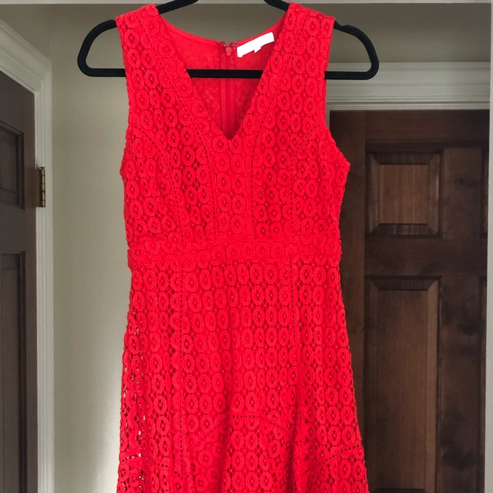 Red eyelet and flare dress from Anthropologie